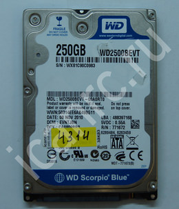 Залипание магнитных головок на диске WD2500BEVT 250GB
